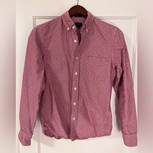 J. Crew Oxford, Slim Fit, Untucked Length, Men’s Shirt, Pink with White Pattern
